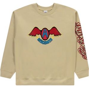 NWT Aerosmith Embroidered Crewneck Sweatshirt in Tan Size L 🎸🎤🥁🎼